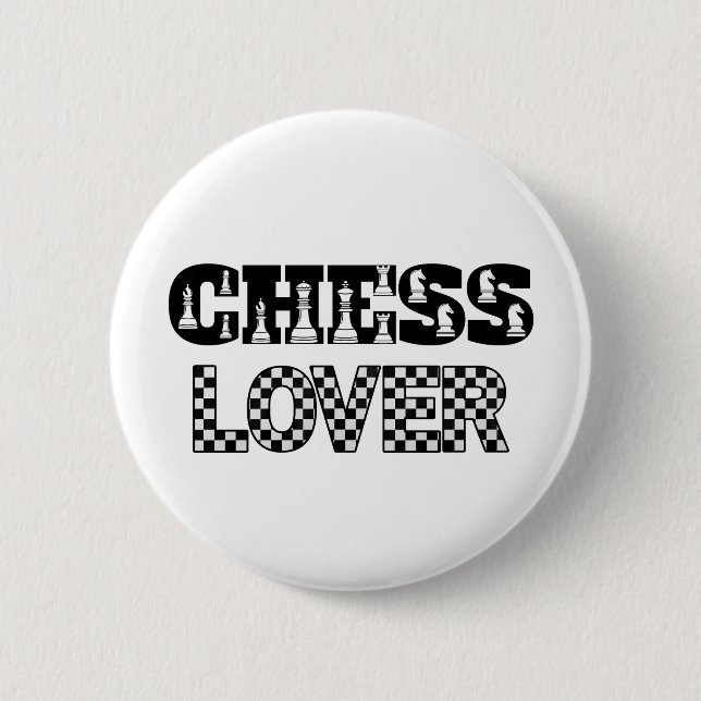 Chess Word Black Letters Lover Board Pattern 6 Cm Round Badge (Front)