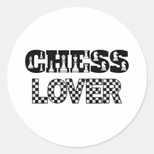 Chess Word Black Letters Lover Board Pattern Classic Round Sticker
