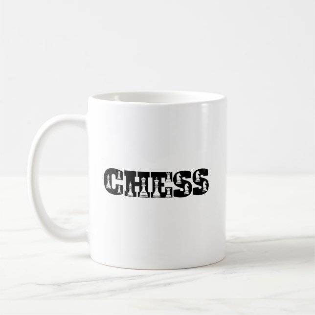 Chess Word Black Letters White Pieces Creative Coffee Mug (Left)