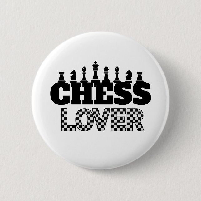 Chess Word Black Pieces Lover Board Pattern Design 6 Cm Round Badge (Front)