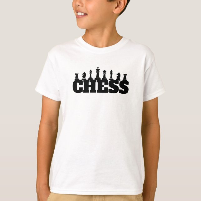 Chess Word Black Pieces Strategy Game Classic T-Shirt (Front)