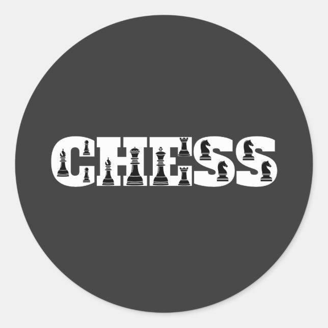 Chess Word White Letters Black Pieces Creative Classic Round Sticker (Front)
