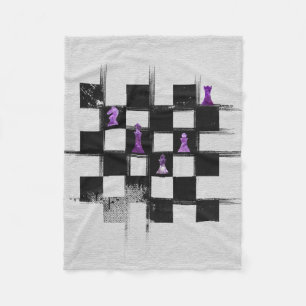 Chessboard and Amethyst  Chess Pieces composition Fleece Blanket