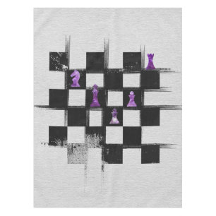 Chessboard and Amethyst  Chess Pieces composition Tablecloth