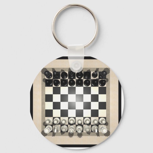 Chessboard and Chess Pieces: Key Ring (Front)