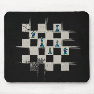 Chessboard and Marble Chess Pieces composition Mouse Mat