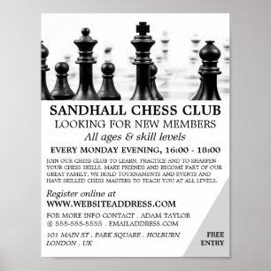 Chessboard, Chess Club Advertising Poster