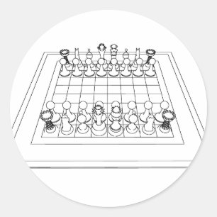 Chessboard & Chess Pieces: Classic Round Sticker