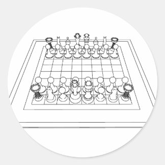 Chessboard & Chess Pieces: Classic Round Sticker