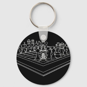 Chessboard & Chess Pieces: Key Ring