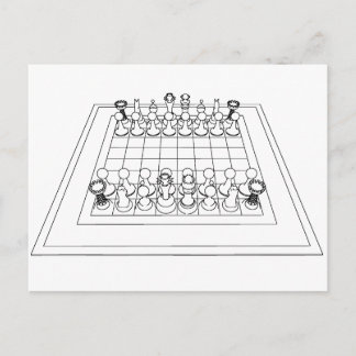 Chessboard & Chess Pieces: Postcard