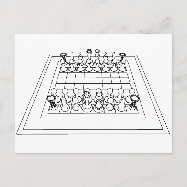 Chessboard & Chess Pieces: Postcard (Front)
