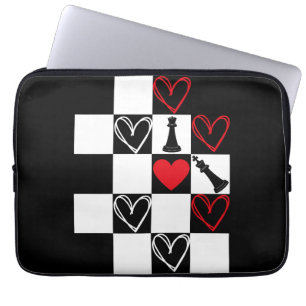 Chessboard Heart Valentines Day B&W Laptop Sleeve