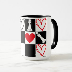Chessboard Heart Valentines Day Black&White Mug