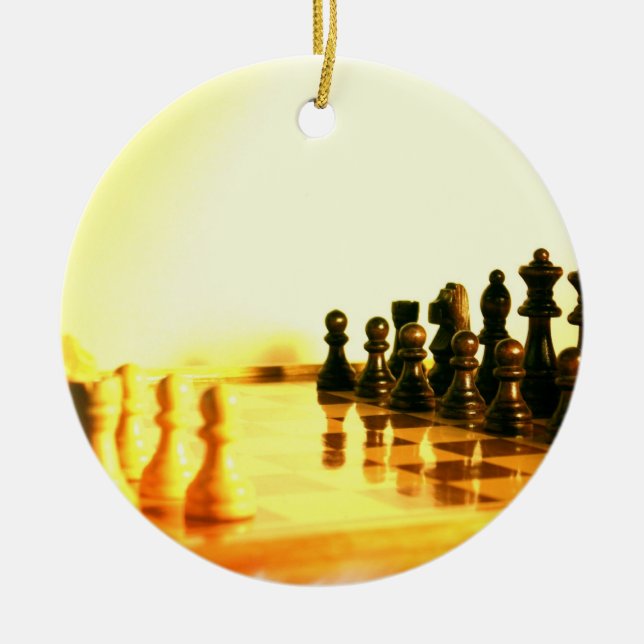 Chessboard Ornaemnt Ceramic Tree Decoration (Front)