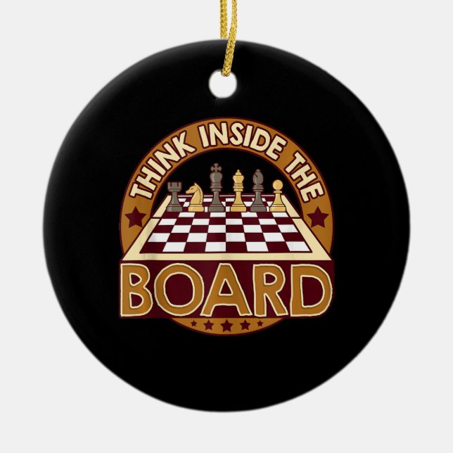 ChessBoard Quote Chess Player Thinking Game Board Ceramic Tree Decoration (Front)
