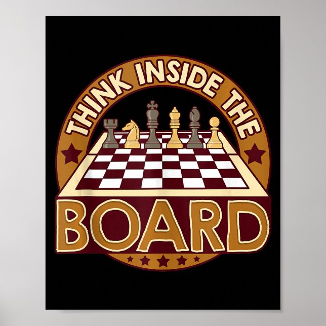 ChessBoard Quote Chess Player Thinking Game Board Poster (Front)
