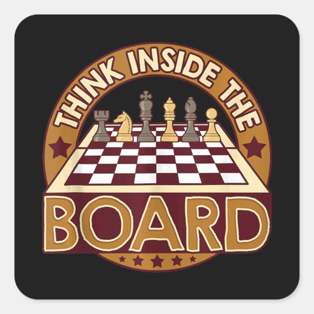 ChessBoard Quote Chess Player Thinking Game Board Square Sticker (Front)