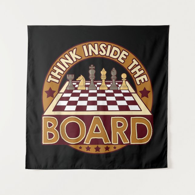 ChessBoard Quote Chess Player Thinking Game Board Tapestry (Front)