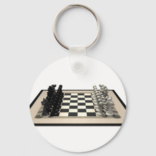 Chessboard with Chess Pieces: Key Ring
