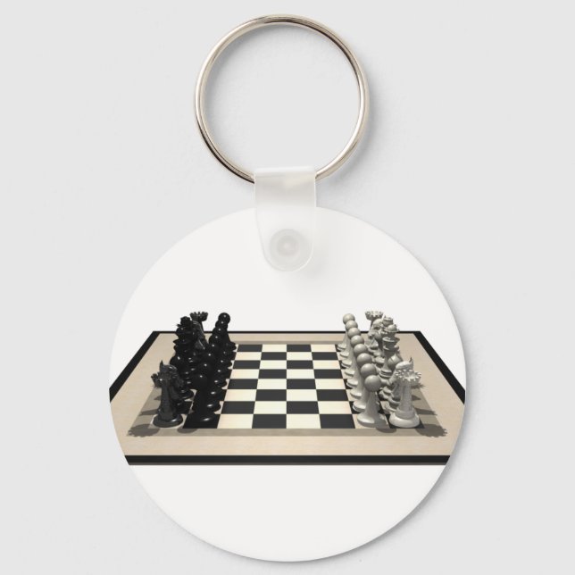 Chessboard with Chess Pieces: Key Ring (Front)