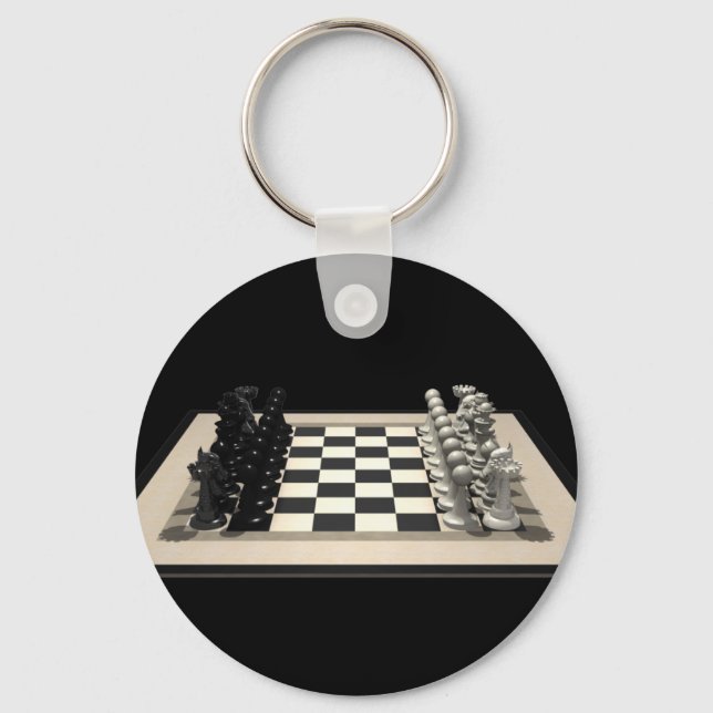 Chessboard with Chess Pieces: Keychain (Front)