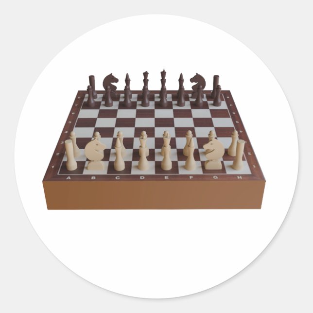 Chessboard with chessmen classic round sticker (Front)