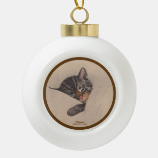 Chessie the Sleeping Kitten Ceramic Ball Ornament