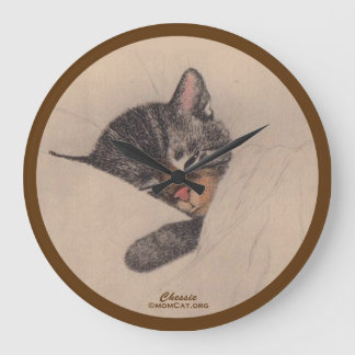 Chessie the Sleeping Kitten Wall Clock (sepia)