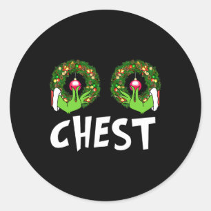Chest Nuts Christmas Fun Matching Couple Chest Nut Classic Round Sticker