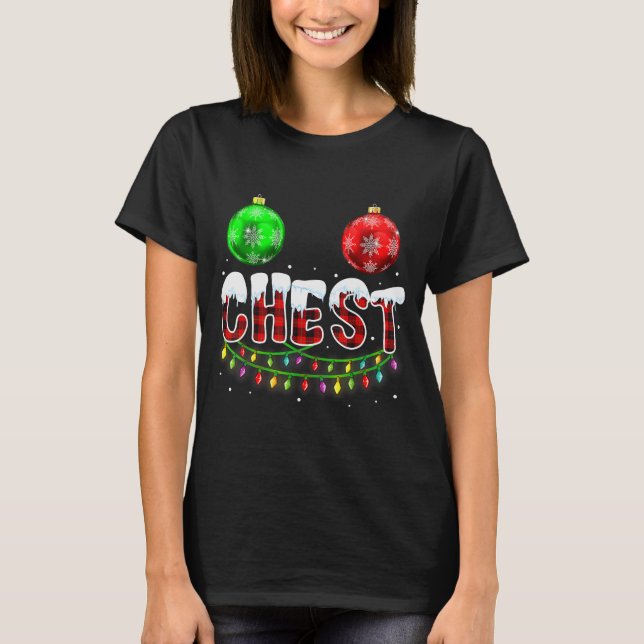 Chest Nuts Christmas Funny Matching Couple Chestnu T-Shirt (Front)