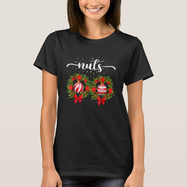 Chest Nuts Christmas   Matching Couple Chestnuts T-Shirt (Front)