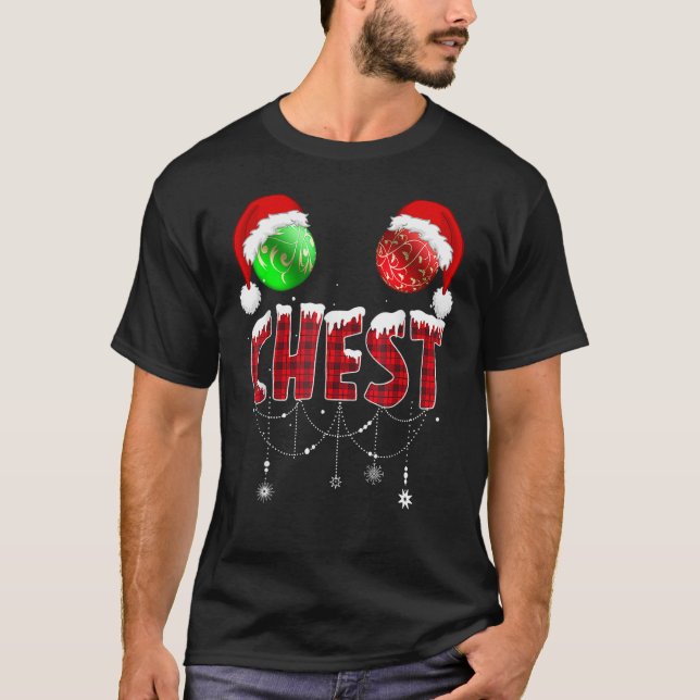 Chest Nuts Christmas   Matching Couple Chestnuts T-Shirt (Front)