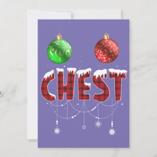 Chest Nuts Christmas Red Plaid Matching Couple Che Invitation