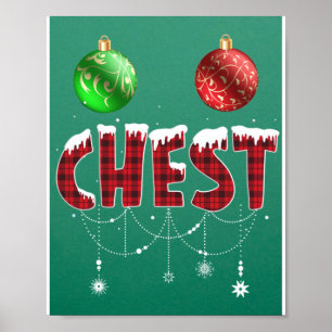 Chest Nuts Christmas Red Plaid Matching Couple Che Poster