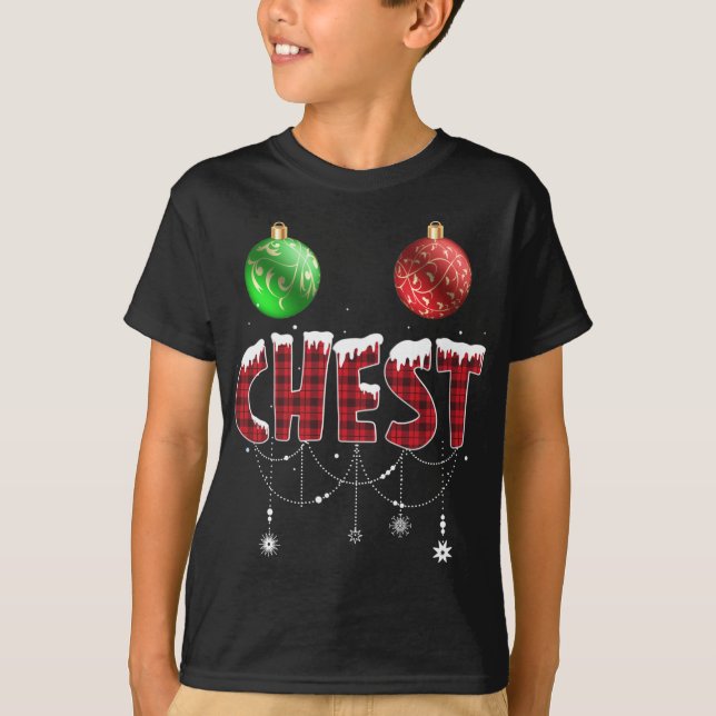 Chest Nuts Christmas Red Plaid Matching Couple Che T-Shirt (Front)