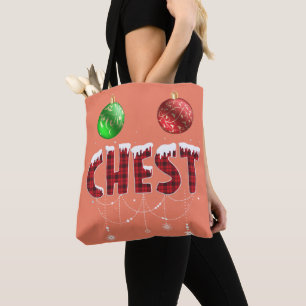 Chest Nuts Christmas Red Plaid Matching Couple Che Tote Bag
