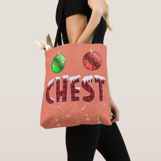 Chest Nuts Christmas Red Plaid Matching Couple Che Tote Bag