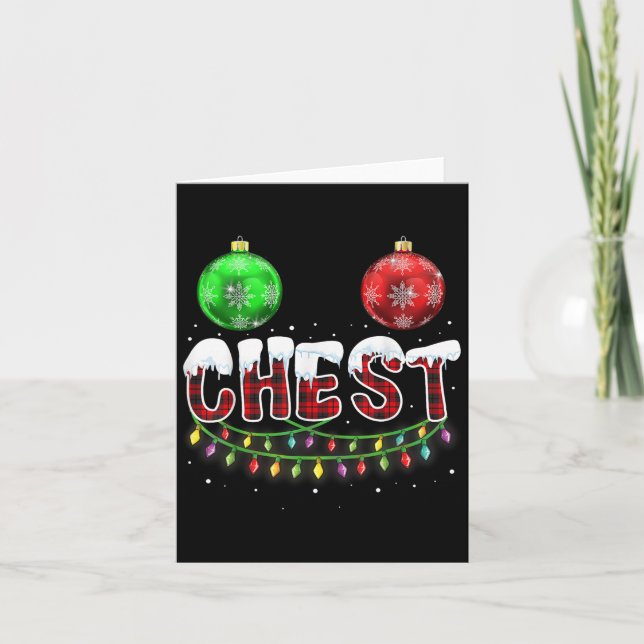 Chest Nuts Christmas T Shirt Matching Couple Chest Card (Front)