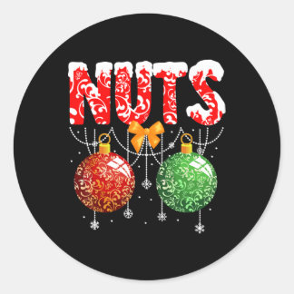 chest nuts christmas t shirt matching couple chest classic round sticker