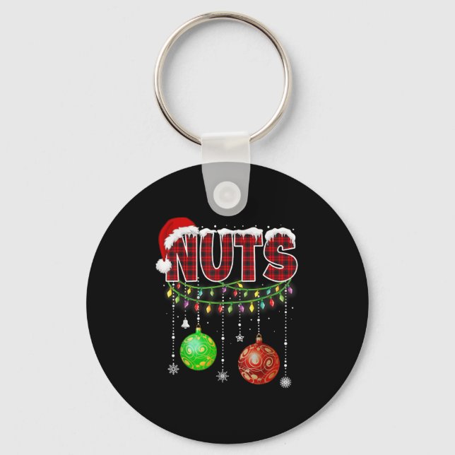 Chest Nuts Christmas T Shirt Matching Couple Chest Key Ring (Front)