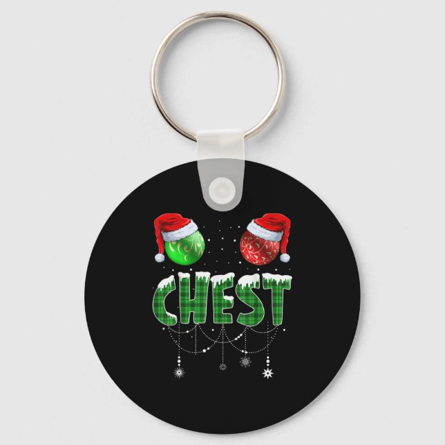 Chest Nuts Christmas T Shirt Matching Couple Chest Key Ring (Front)