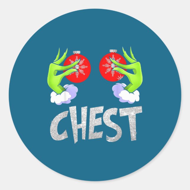 Chest Nuts Matching Chestnuts Christmas Snow Coupl Classic Round Sticker (Front)