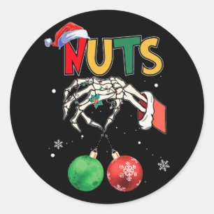 chest nuts matching chestnuts funny christmas coup classic round sticker