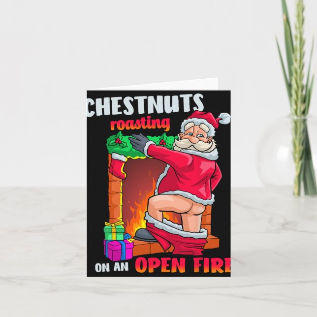 Chest Nuts Roasting Funny Naughty Santa Dirty Food Card (Front)