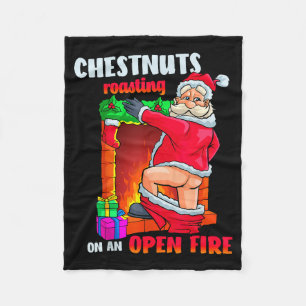 Chest Nuts Roasting Funny Naughty Santa Dirty Food Fleece Blanket