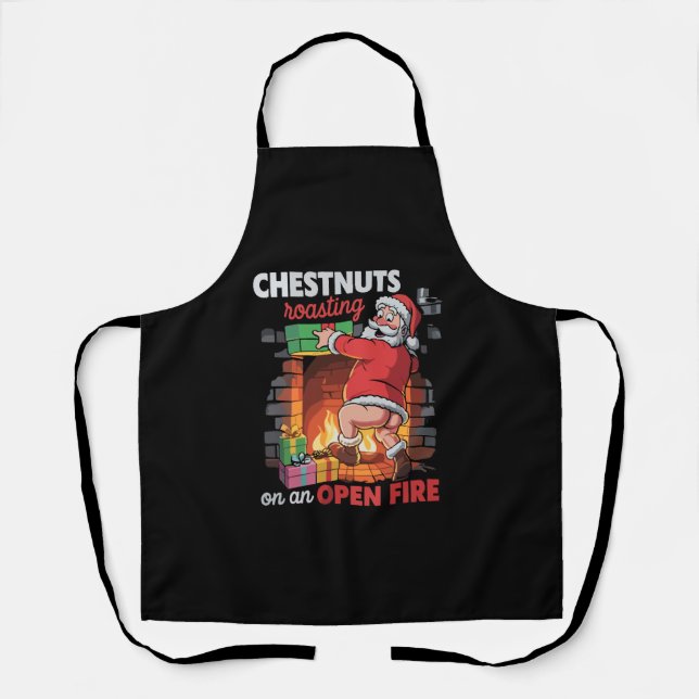 Chest Nuts Roasting Funny Naughty Santa Dirty Xmas Apron (Front)