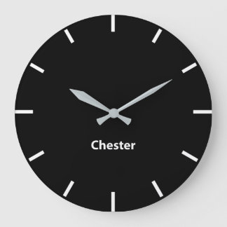 Chester Black Face Time Zone Newsroom Wall Large Clock