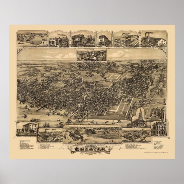 Chester, PA Panoramic Map - 1885 Poster (Front)