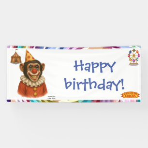 Chester the chimp clown birthday banner